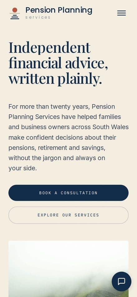 Pension Planning Services on a phone