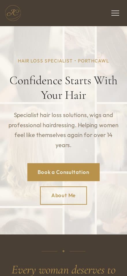 JC Hair Solutions on a phone